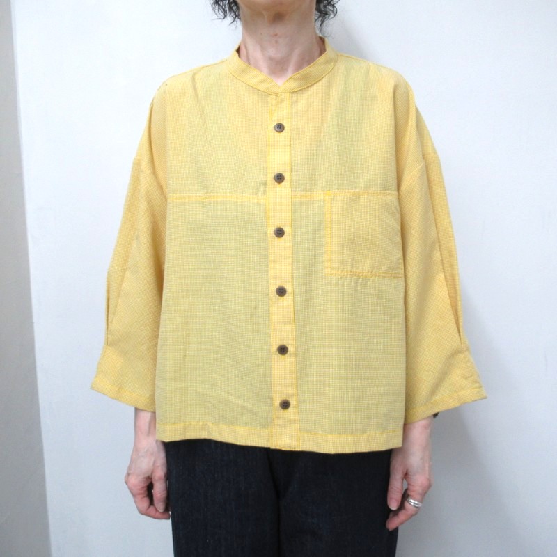 LAITERIE  ミジンチェック７分袖シャツ  /YE20